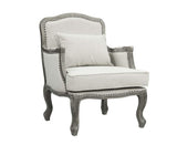 ACME Tania Chair w/Pillow, Cream Linen & Brown Finish