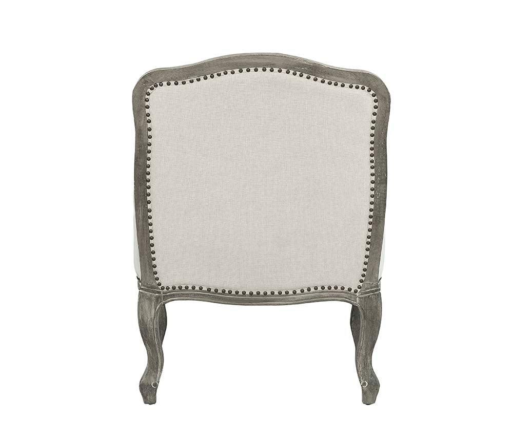 ACME Tania Chair w/Pillow, Cream Linen & Brown Finish