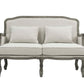 ACME Tania Loveseat w/2 Pillows, Cream Linen & Brown Finish