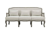 ACME Tania Sofa w/3 Pillows, Cream Linen & Brown Finish