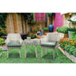 ACME Tashay 3Pc Patio Bistro Set, Green Fabric & Beige Wicker