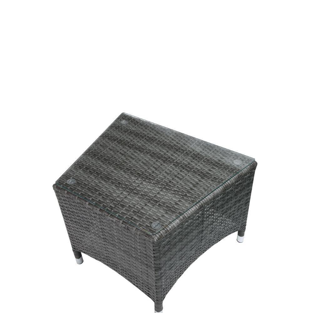 ACME Tashelle 3Pc Patio Bistro Set, Gray Fabric & Gray Wicker