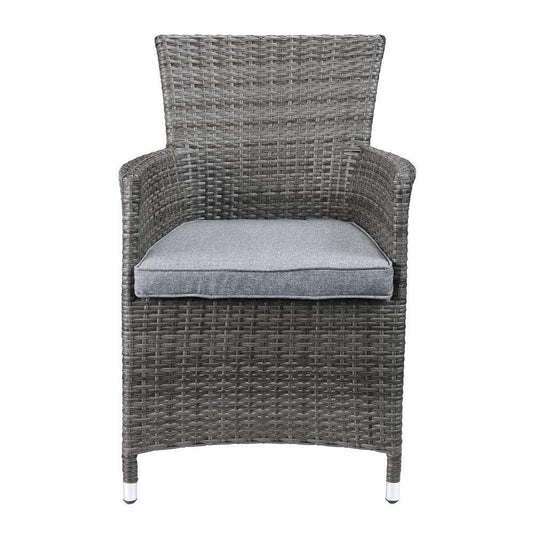 ACME Tashelle 3Pc Patio Bistro Set, Gray Fabric & Gray Wicker