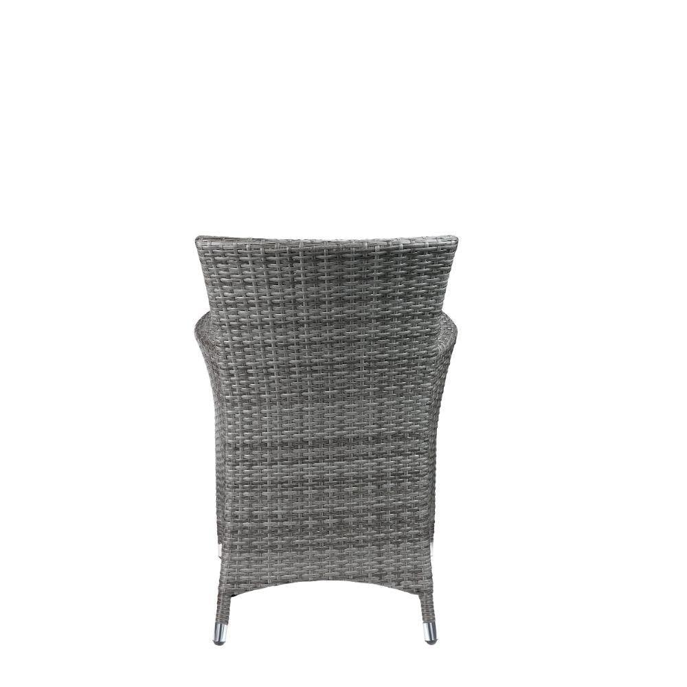 ACME Tashelle 3Pc Patio Bistro Set, Gray Fabric & Gray Wicker