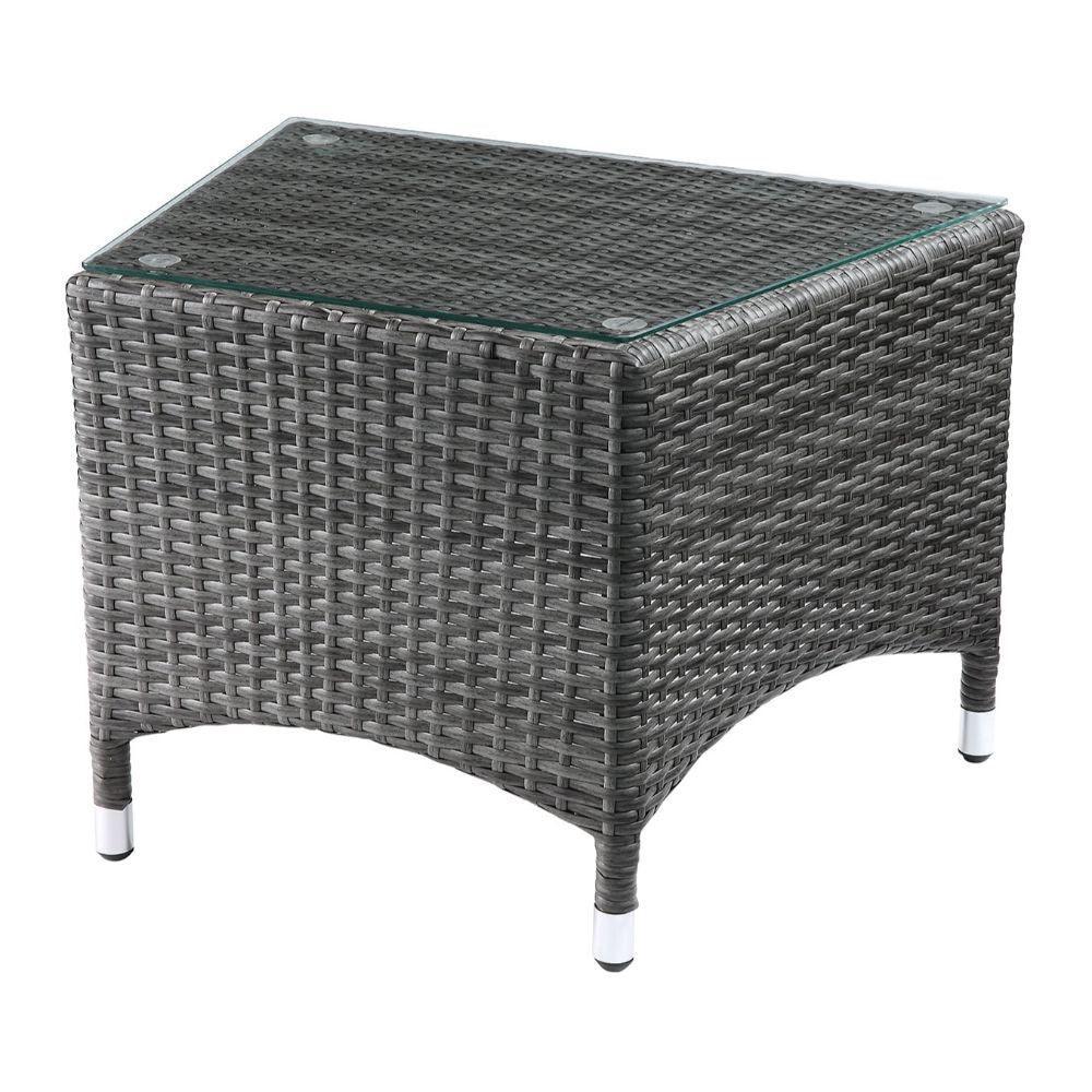 ACME Tashelle 3Pc Patio Bistro Set, Gray Fabric & Gray Wicker