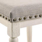 ACME Tasnim Counter Height Stool, Tan Fabric & Antique White Finish