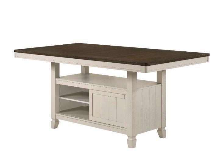 ACME Tasnim Counter Height Table, Oak & Antique White Finish