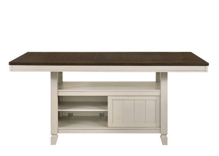 ACME Tasnim Counter Height Table, Oak & Antique White Finish