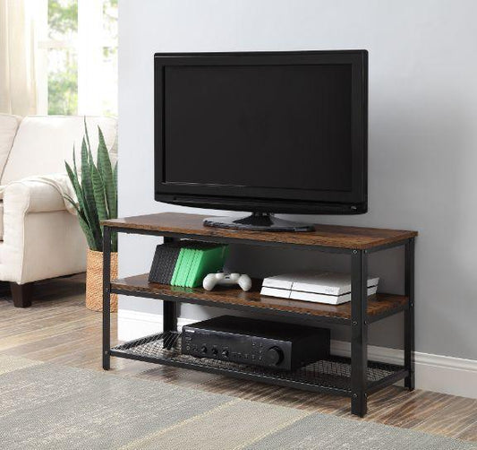 ACME Taurus TV Stand, Rustic Oak & Black Finish