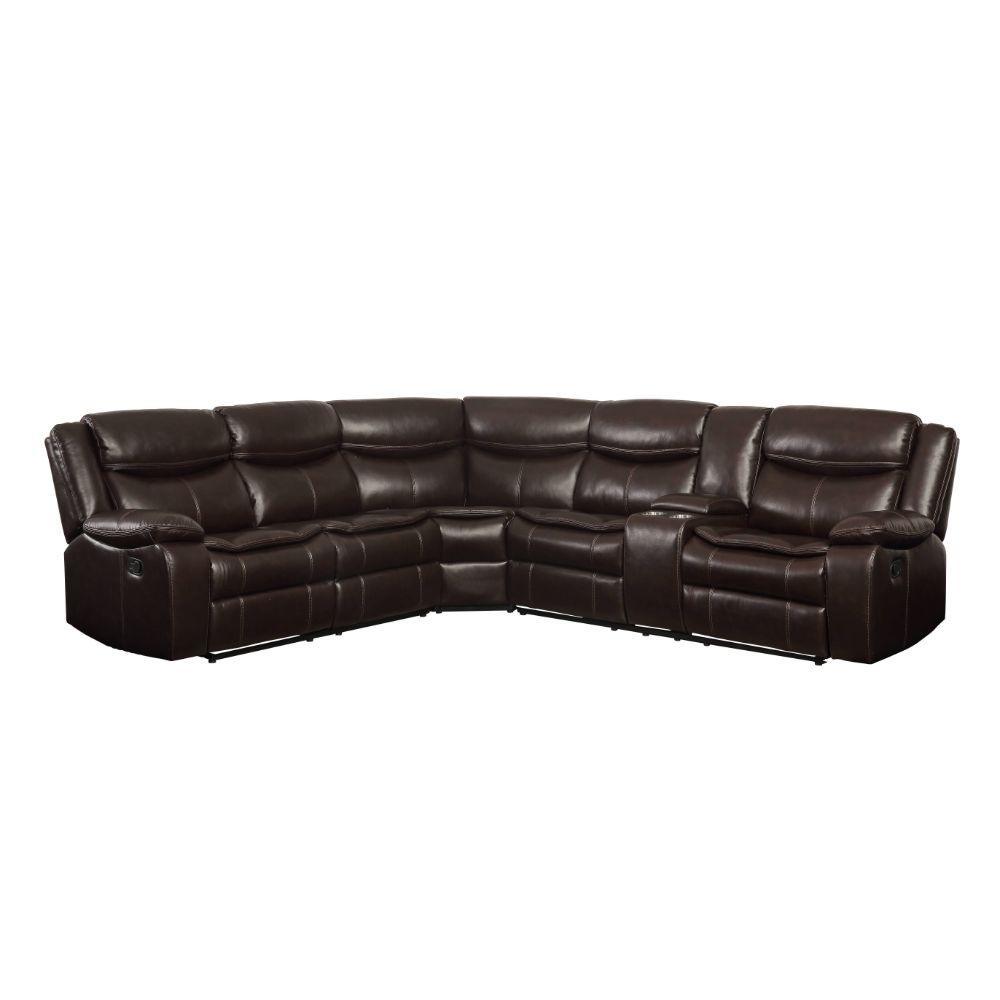 ACME Tavin Sectional Sofa (Motion), Espresso Leather-Aire Match