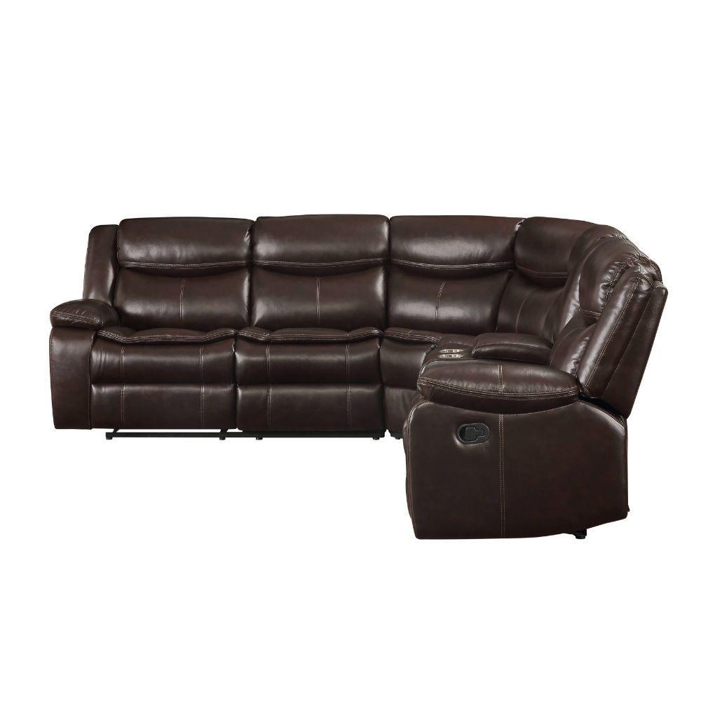 ACME Tavin Sectional Sofa (Motion), Espresso Leather-Aire Match