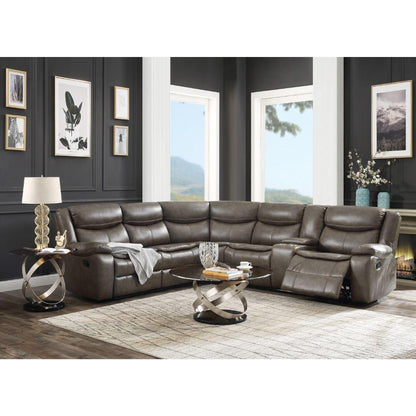 ACME Tavin Sectional Sofa (Motion), Taupe Leather-Aire Match