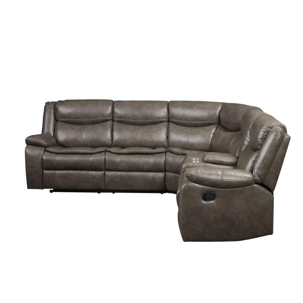 ACME Tavin Sectional Sofa (Motion), Taupe Leather-Aire Match