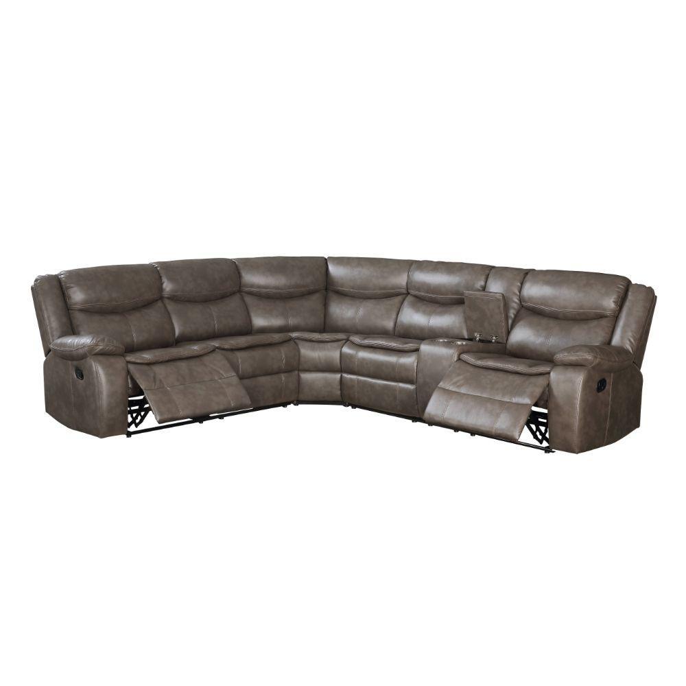 ACME Tavin Sectional Sofa (Motion), Taupe Leather-Aire Match