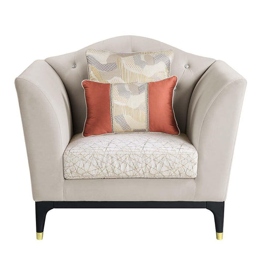 ACME Tayden Chair w/2 Pillows, Beige Velvet