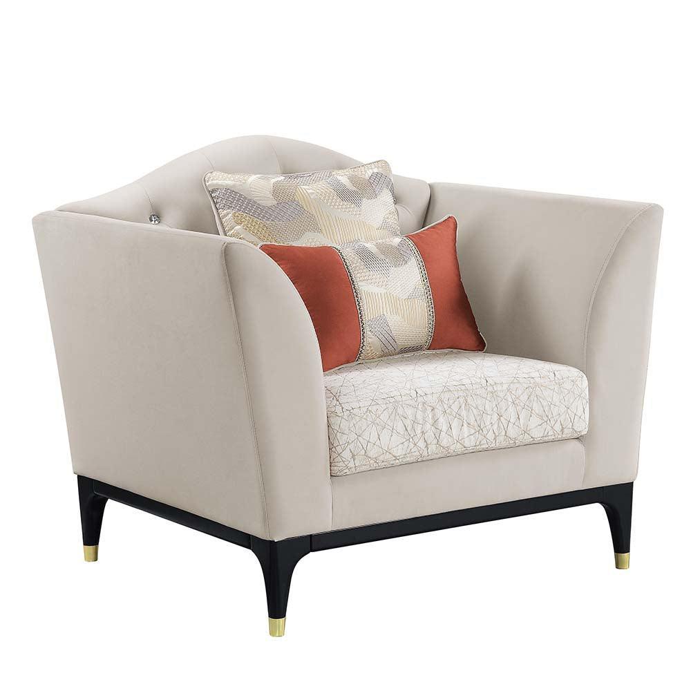 ACME Tayden Chair w/2 Pillows, Beige Velvet