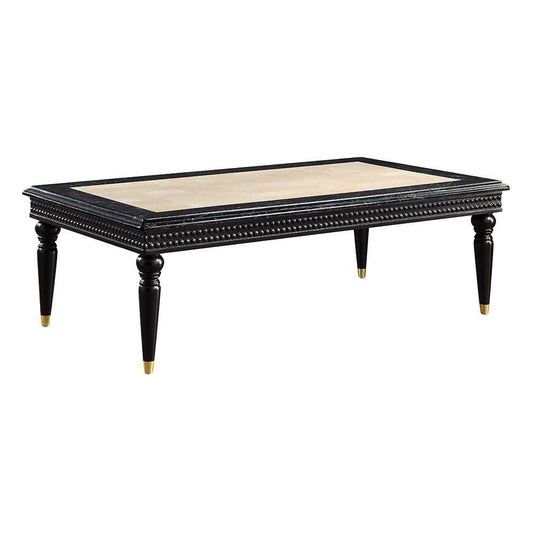 ACME Tayden Coffee Table w/Marble Top, Marble Top & Black Finish