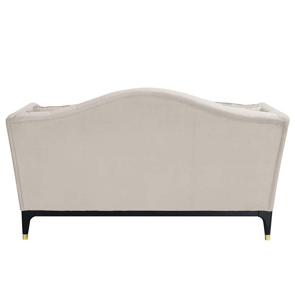 ACME Tayden Loveseat w/4 Pillows, Beige Velvet