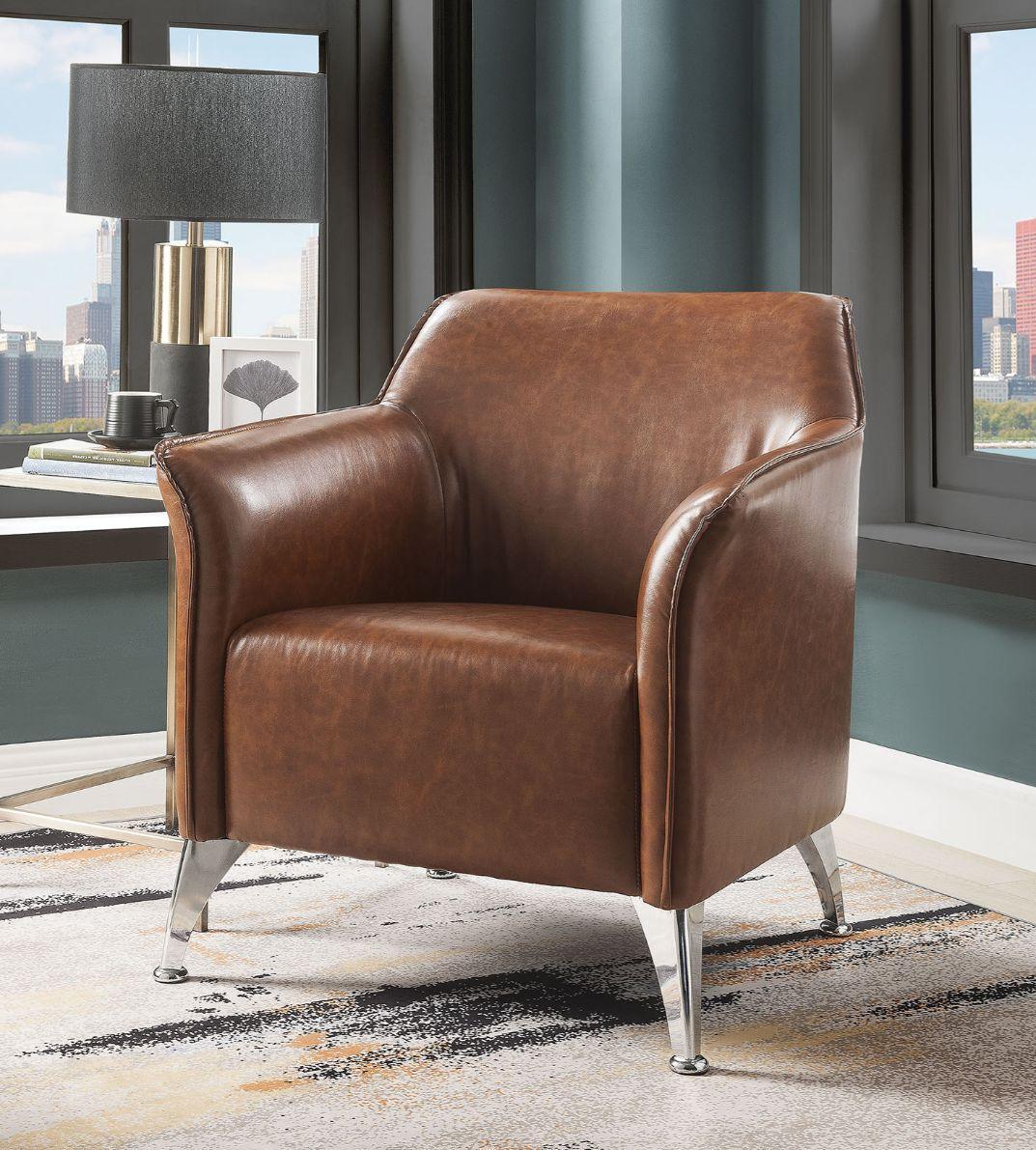 ACME Teague Accent Chair, Brown PU