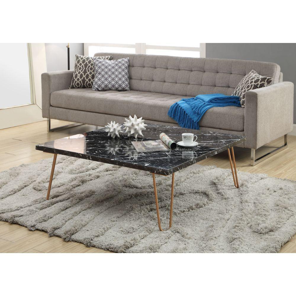 ACME Telestis Coffee Table, Black Marble & Gold