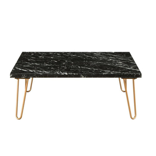 ACME Telestis Coffee Table, Black Marble & Gold