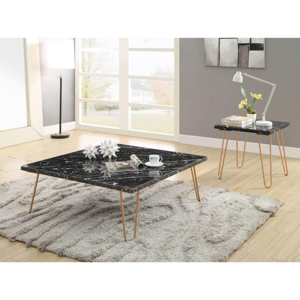 ACME Telestis Coffee Table, Black Marble & Gold