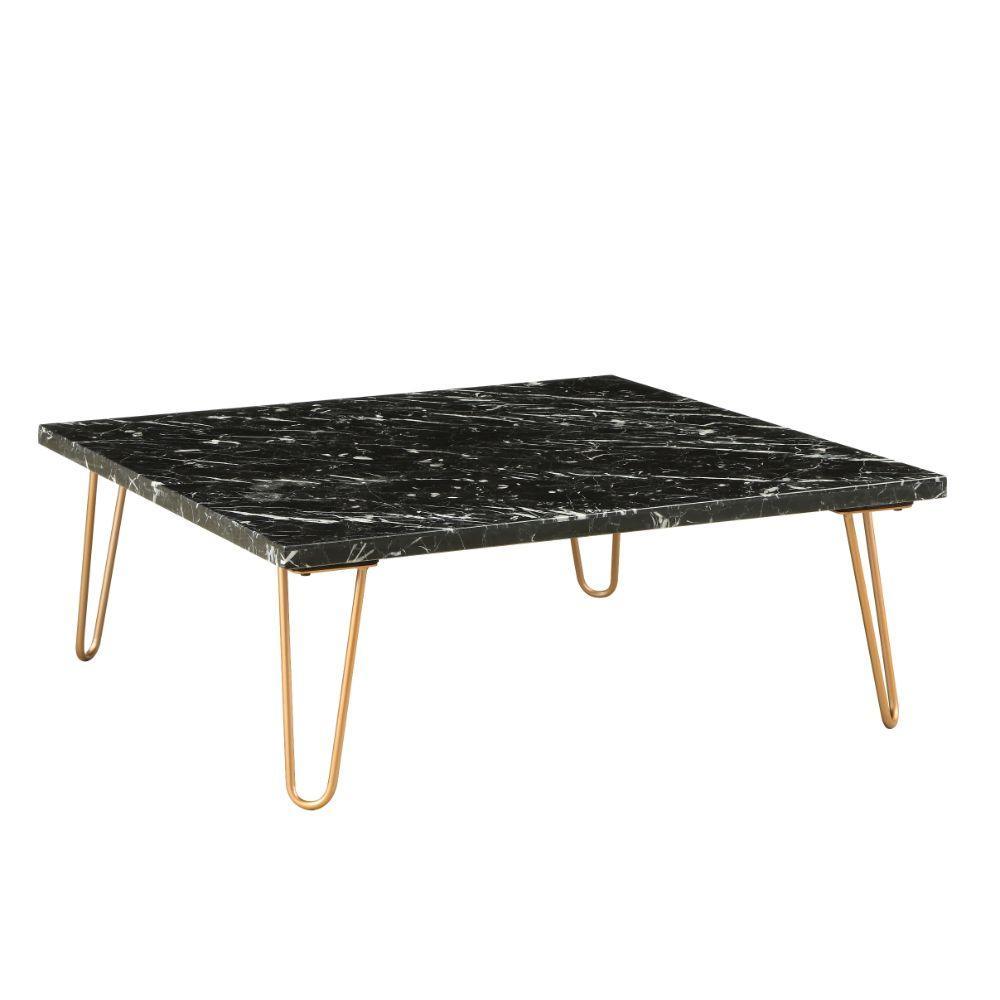 ACME Telestis Coffee Table, Black Marble & Gold