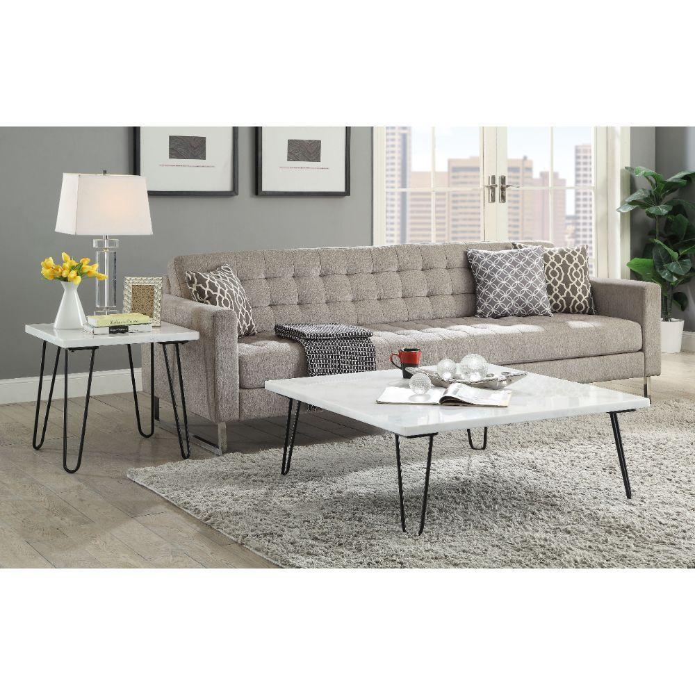 ACME Telestis Coffee Table, White Marble & Black