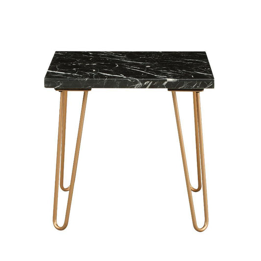 ACME Telestis End Table, Black Marble & Gold