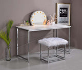 ACME Tennos Vanity Desk , White & Chrome Finish