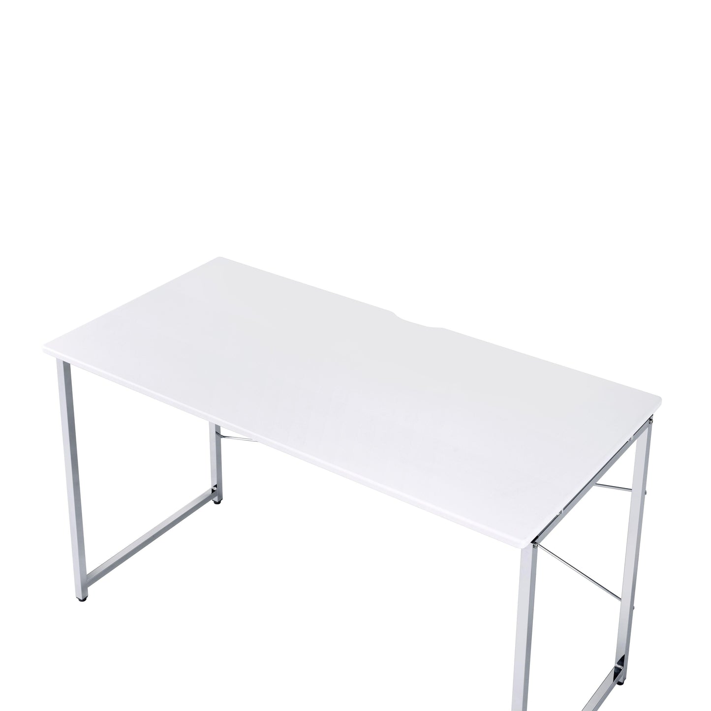 ACME Tennos Writing Desk, White & Chrome Finish