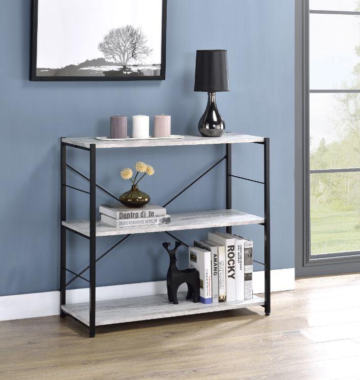 ACME Tesadea Bookshelf, Antique White & Black Finish