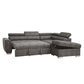 ACME Thelma Sectional Sofa w/Sleeper & Ottoman, Gray Polished Microfiber  50275