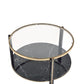 ACME Thistle Coffee Table, Clear Glass, Faux Black Marble & Champagne Finish