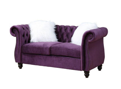 ACME Thotton Loveseat w/2 Pillows, Purple Velvet