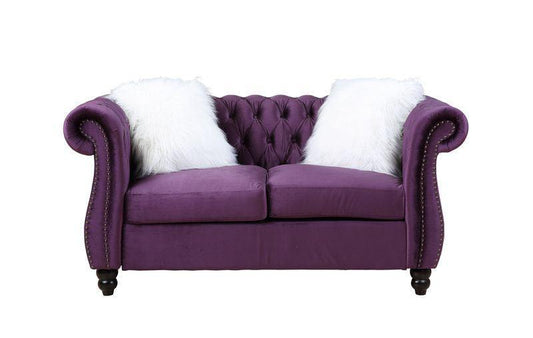 ACME Thotton Loveseat w/2 Pillows, Purple Velvet