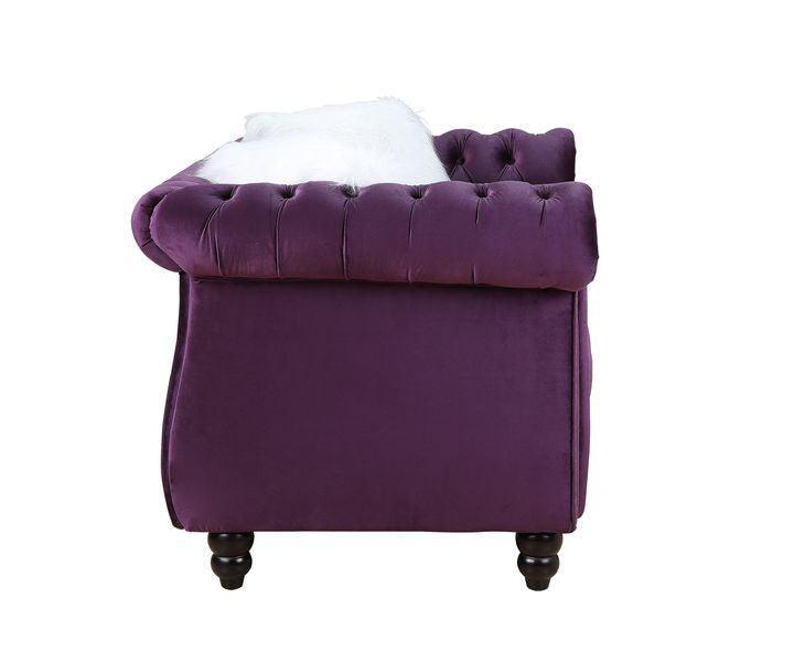 ACME Thotton Loveseat w/2 Pillows, Purple Velvet