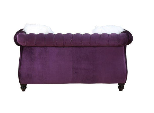 ACME Thotton Loveseat w/2 Pillows, Purple Velvet