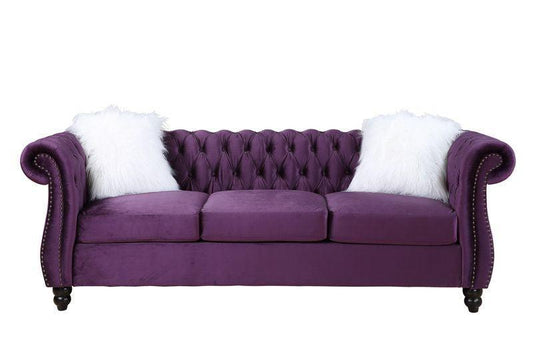 ACME Thotton Sofa w/2 Pillows, Purple Velvet