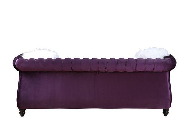 ACME Thotton Sofa w/2 Pillows, Purple Velvet