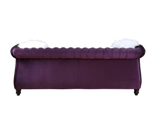 ACME Thotton Sofa w/2 Pillows, Purple Velvet