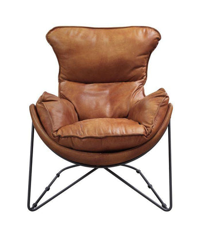 ACME Thurshan Accent Chair, Aperol Top Grain Leather & Black Finish