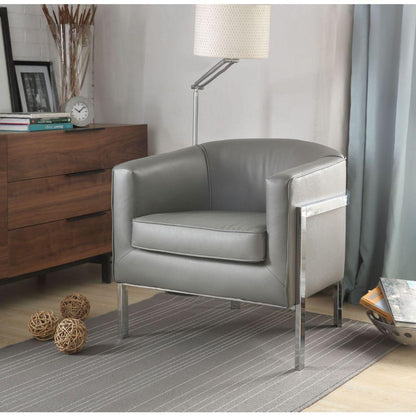 ACME Tiarnan Accent Chair, Vintage Gray PU & Chrome