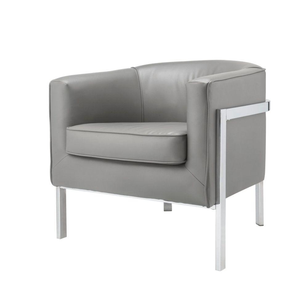 ACME Tiarnan Accent Chair, Vintage Gray PU & Chrome