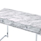 ACME Tigress Writing Desk, White Printed Faux Marble & Chrome Finish