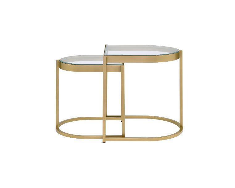 ACME Timbul Nesting Table, Clear Glass & Gold Finish