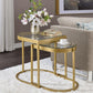 ACME Timbul Nesting Table, Clear Glass & Gold Finish