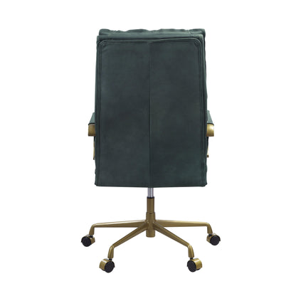 ACME Tinzud Office Chair, Dark Green Top Grain Leather