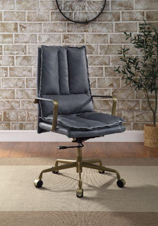 ACME Tinzud Office Chair, Gray Leather