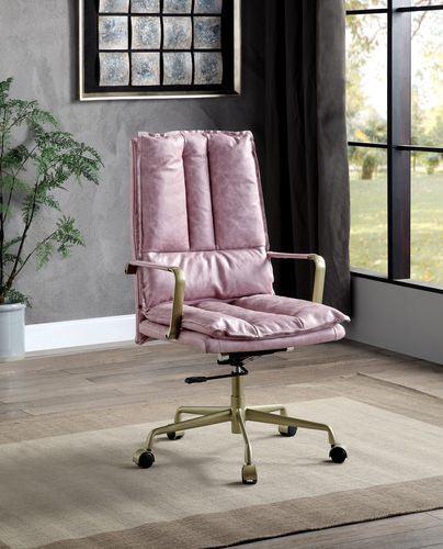 ACME Tinzud Office Chair, Pink Top Grain Leather